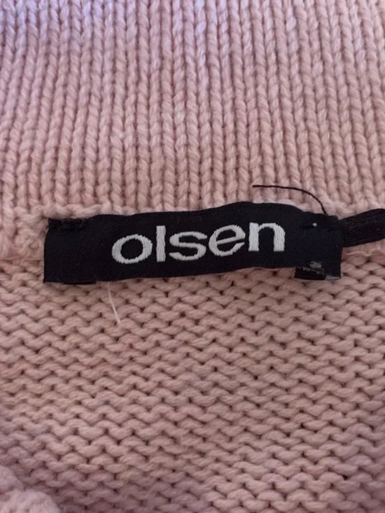 Olsen Pink and Cream Patterned Crewneck Sweater - Picture 2 of 6